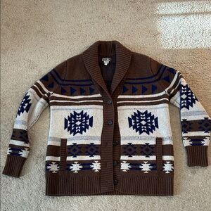 Pendleton Brown and Blue Geometric Cardigan Duluth Brand